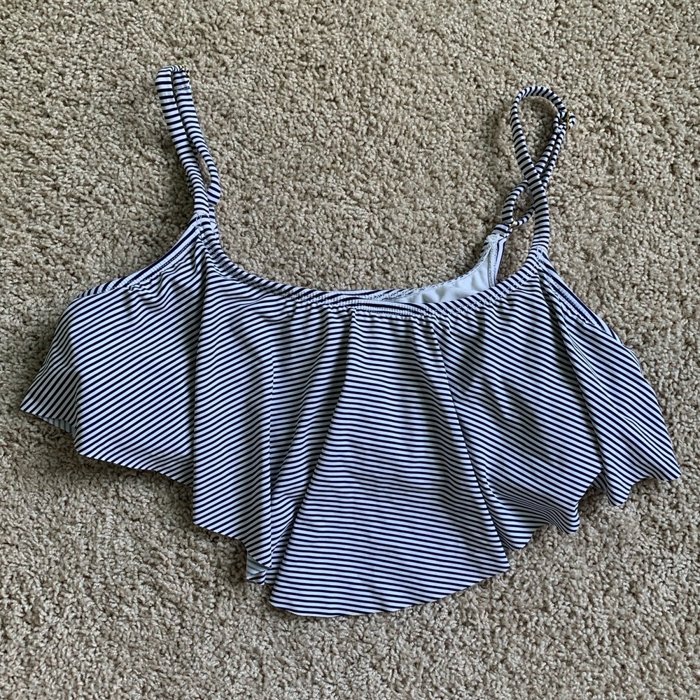 Navy and White Striped Bikini Top